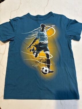 The Children's Place Soccer Graphic Tee Athletic Teal Boys M 7/8